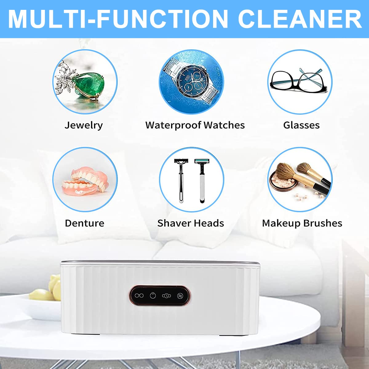 Serplex Ultrasonic Jewelry Cleaning, 400ml High-Frequency Pro Cleaner with 4 Modes, 47kHZ Household Cleaner with 304 Stainless Steel Chamber for Cleaning Dentures, Jewelry, Eyeglasses, Watches, Rings