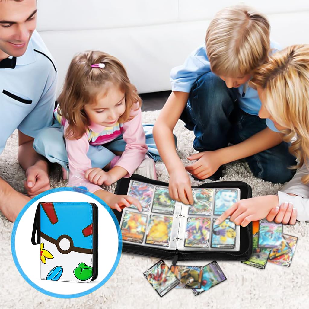 PATPAT® Poke-mon Game Card Binder for 400 Cards Trading Cards Holder Organizer, Poke-mon Cards Collection Bag Game Cards Binder Case, Game Cards Case Gifts for Kids Boys Girls