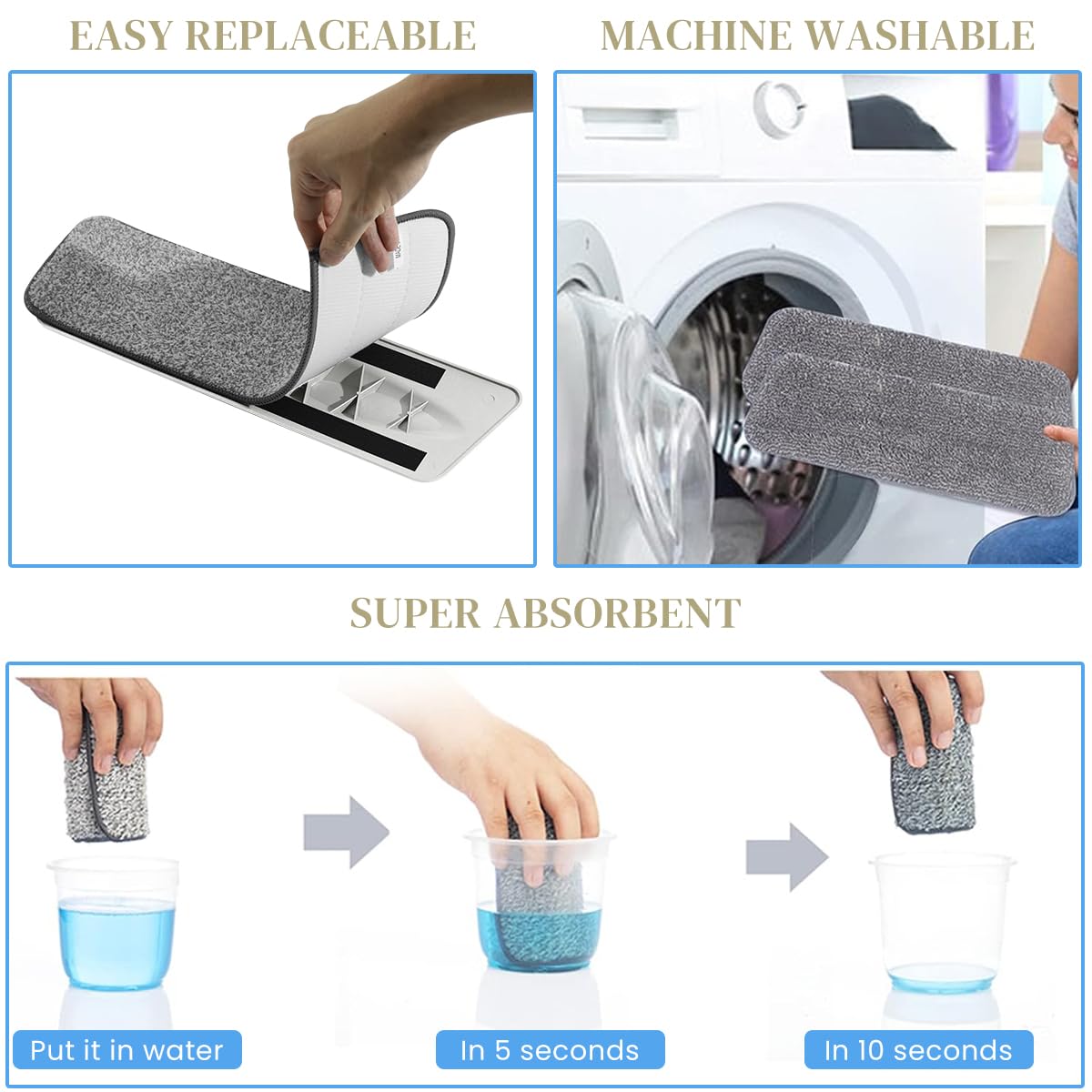 HASTHIP Microfiber Spray Mop 360° Rotatable Long Handle Spray Floor Mop with 3pcs Washable Microfiber Mop Cloth Wet & Dry Use Floor Mop for Wooden Floor, Ceramic Tiles Wall, Laminate