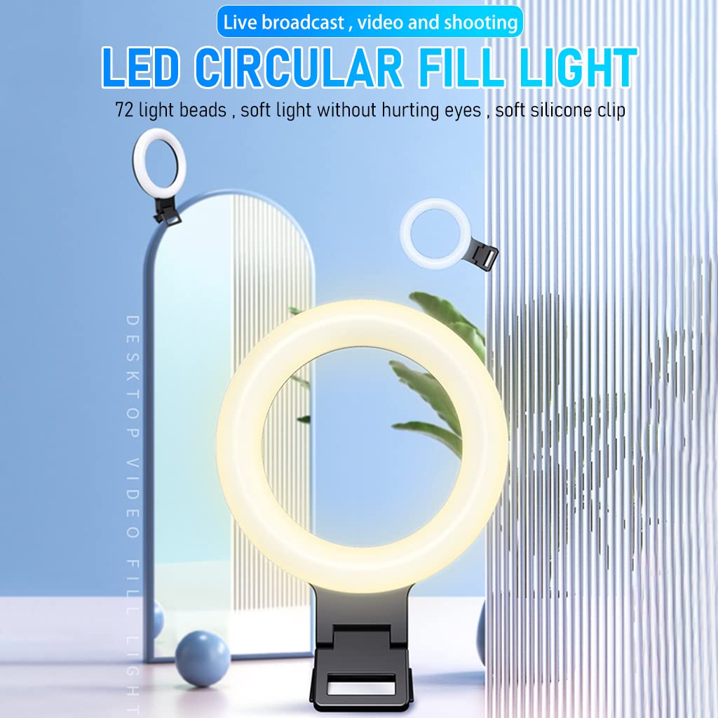ZORBES USB LED Selfie Light Clip-on Ring Light Fill Light 3 Color 6'' Video Light with 10 Brightness Portable LED Ring Fill Light for Phone, Tablet, Livestream, Youtuber