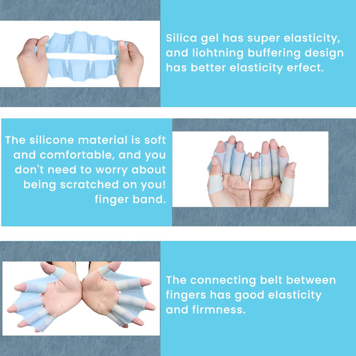 Proberos Hand Webbed Paddle Gloves Finger Wear Swimming Gloves Snorkeling Silicone Adult Swimming Webbed Gloves