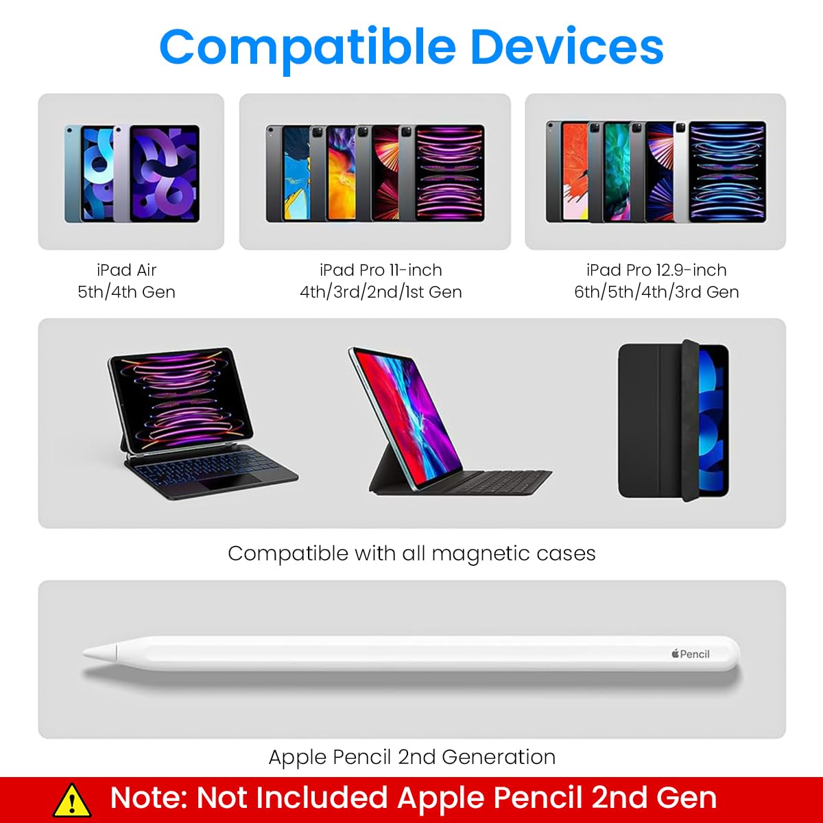 ZORBES Pencil Holder for Apple Pencil 2nd Generation iPad Attachment Pen Sleeve Designed for Apple Pencil for Top Brim Compatible with Magic Keyboard Apple Pencil 2nd Gen Holder (Black)