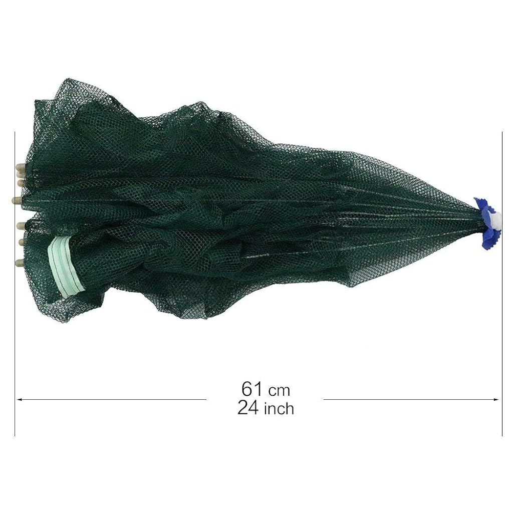 Proberos® 16 Holes Folded Fishing Net with Buoy Ring 6m Rope Trap for Catching Crab Shrimp Lobster Crayfish Mesh River 3 PCS