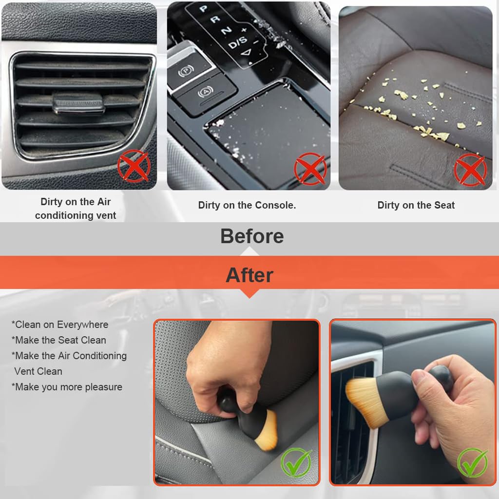 STHIRA 2 Pack Car Interior Dust Brush, Car Dashboard Cleaner Car Brush, Car AC Vent Cleaner Car Interior Cleaner Dashboard Dust Dirt Cleaner Cleaning Brush for PC Laptop Keyboard Electronic Car Accessories