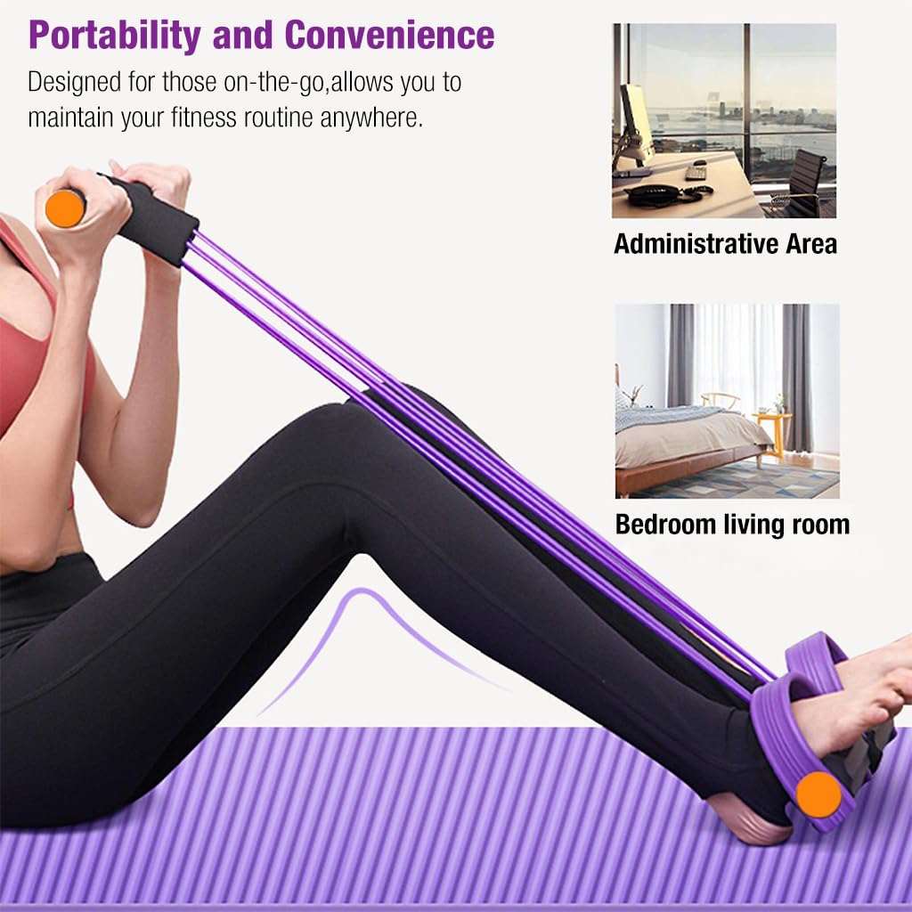 Proberos Multifunction Tension Rope, 6-Tube Elastic Yoga Pedal Puller Resistance Band, Natural Latex Tension Rope Fitness Equipment, for Abdomen/Waist/Arm/Leg Stretching Slimming
