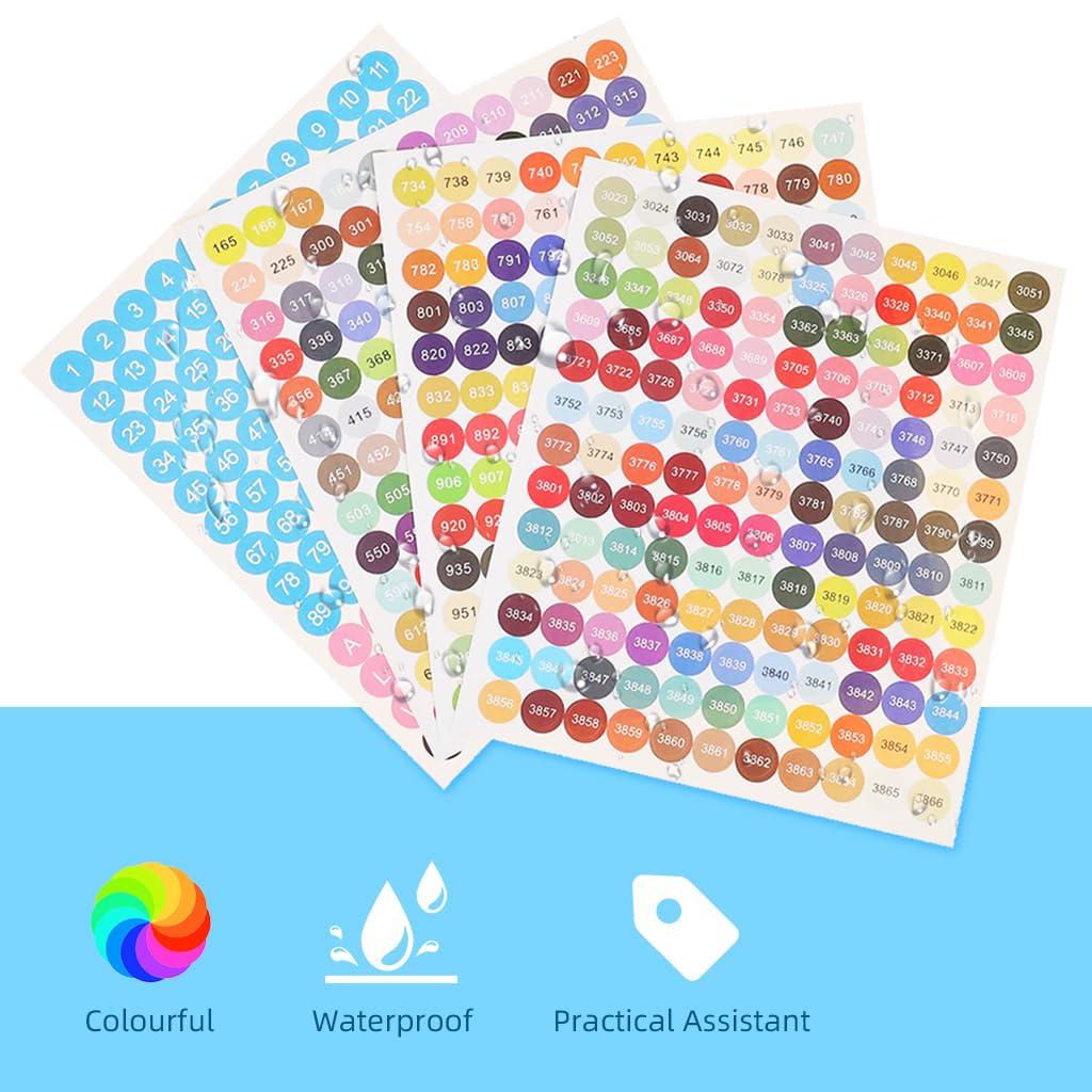 HASTHIP Self Adhesive Stickers, Diamond Painting Labels for Diamond Painting Classification, 447 Color Number Label Stickers for Jars, Blank Label for Containers