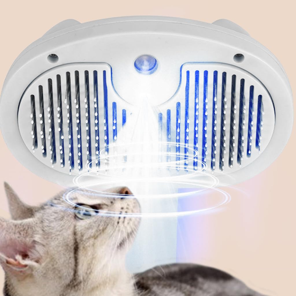 Qpets Cat Hair Brush, 3 in 1 Pet Slicker Brush with Mist Sprayer & UV Light Shedding Hair Brush Pet Grooming Brush Self-Cleaning Shedding Hair Brush Remove Mat Pet Hair Brush for Dogs Cats