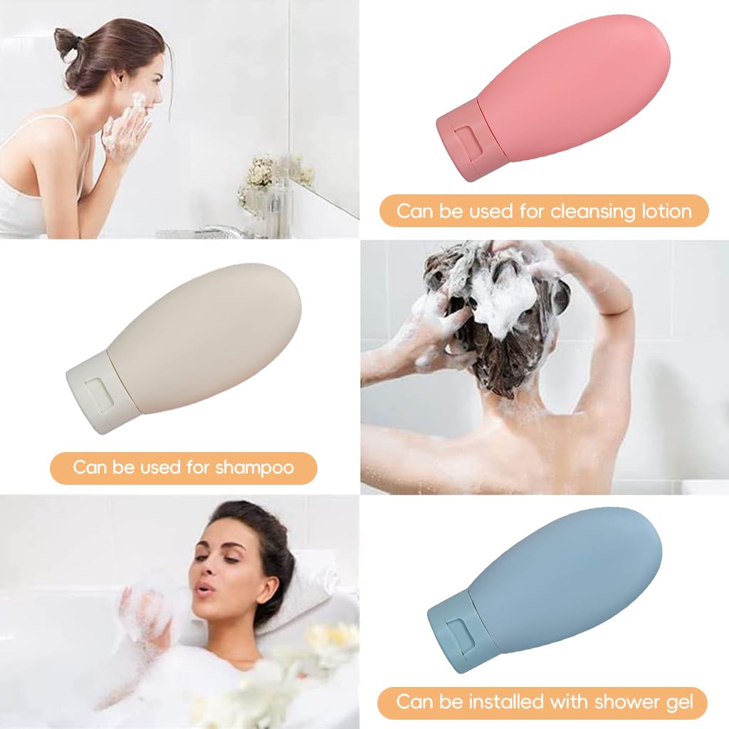 ZIBUYU 6 Pcs Travel Bottles Set,60ML Travel Bottles & Containers,Small Mini Empty Plastic Squeeze Bottles for Travel Toiletries,Shampoo and Conditioner with Storage Bag