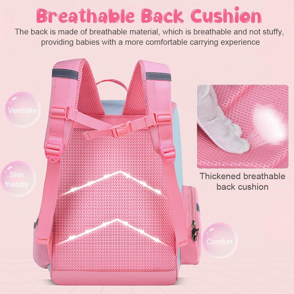 PALAY Girls School Backpack Unicorn Cartoon Backpack Primary Bookbag Waterproof Backpack for School, Travel, Camping, Burden-relief Backpack School Gift for Kids 3-6 Years Old