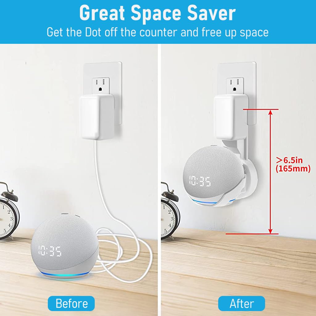 ZORBES Wall Mount for Alexa Echo Dot 5th Generation, Space-Saving Solution with Cable Management Wall Holder for Alexa Echo Dot 5th Generation, Alexa Echo Dot Accessories (Holder Only)