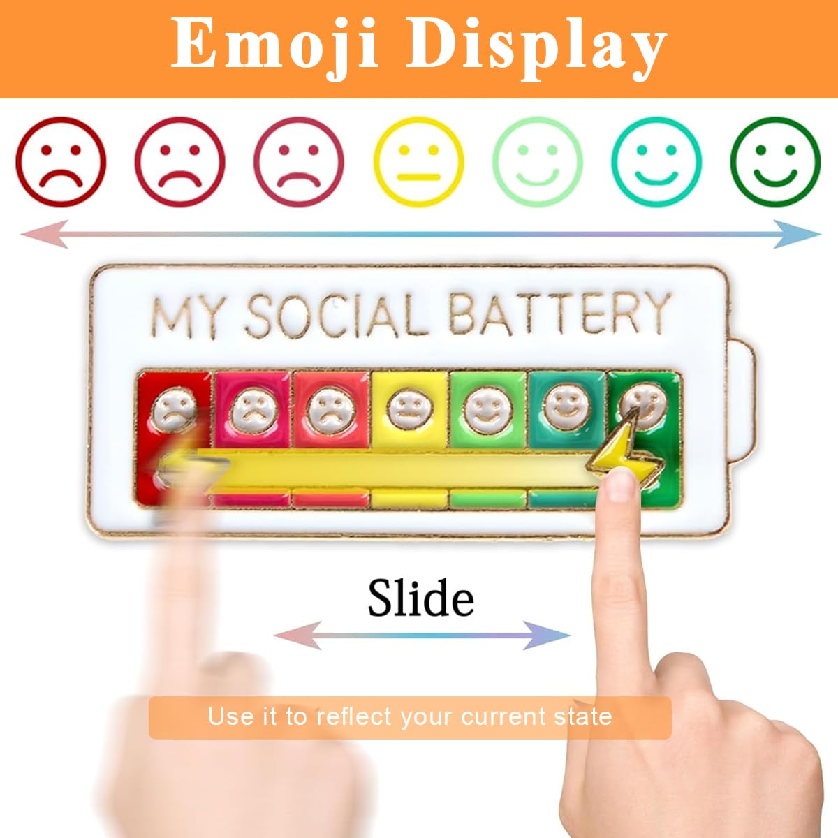 SANNIDHI 2Pcs Social Battery Lapel Pin for Men Women, Fun Enamel Brooch for Women, 7 Days A Week Emotional Pins, Color Energy Indicator Bar Brooch for Clothing, Hat, DIY Crafts