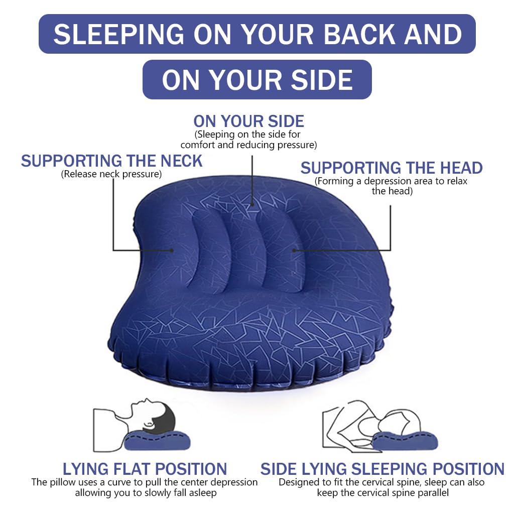 PALAY Inflatable Camping Travel Pillow Ultralight Inflating Pillows Lightweight Portable Backpacking Air Pillow for Airplanes with Neck & Lumbar Support