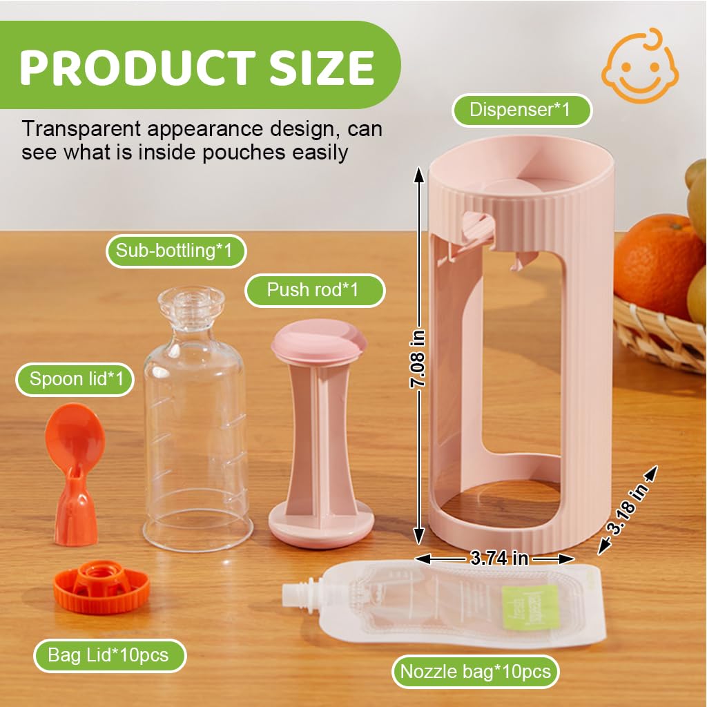 SNOWIE SOFT Baby Food Maker for Puree Food Storage, Precise Capacity Squeeze Station, Save Time & Efficient, No Food Splashing, Baby Essentials, with 10pcs Reusable Portable Food Storage Bag
