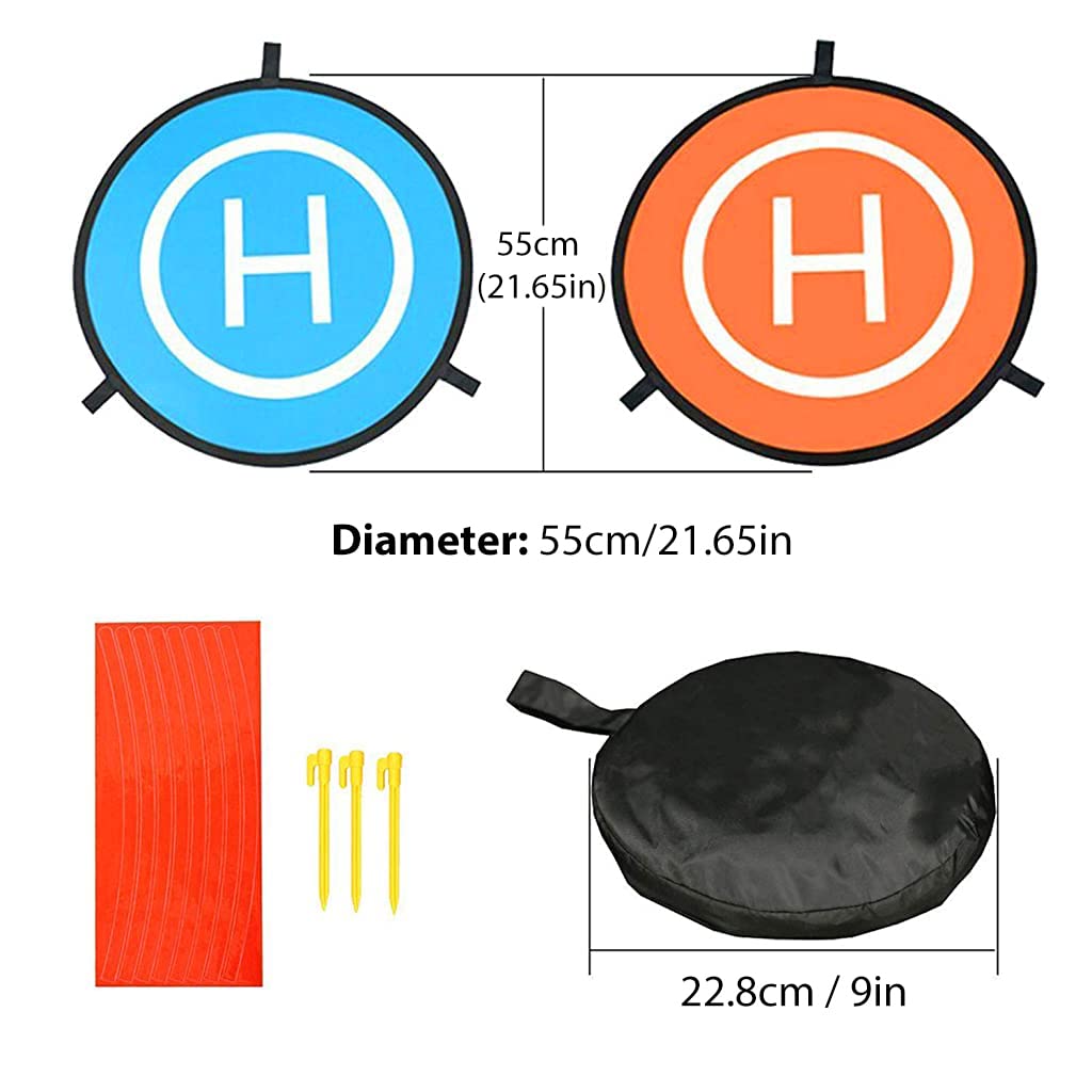 PATPAT Drone Landing Pad, 55cm/22inch Universal Waterproof Portable Foldable Landing Pads with 3 Ground Nail for RC Drones Helicopter, PVB Drones, DJI Mavic Pro Phantom 2/3/4 Pro, Antel Robotic