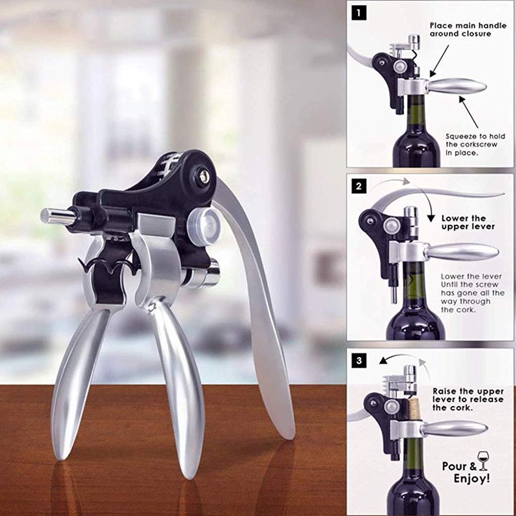 ELEPHANTBOAT Wine Opener Corkscrew Kit - Manual Rabbit Wine Bottle Opener Corkscrew Set - Screwpull Levers with Foil Cutter Cork Gift for Family Friends