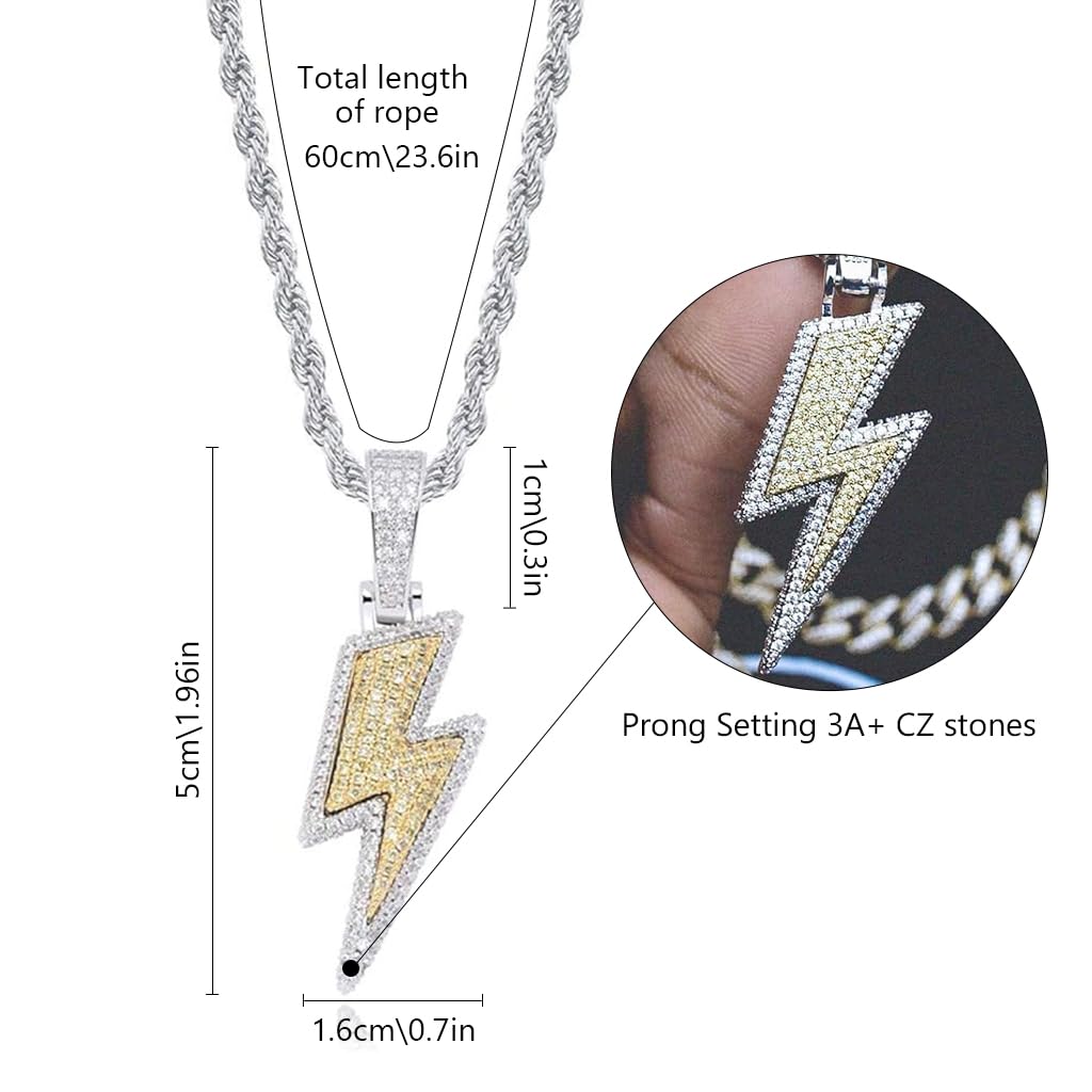 SANNIDHI Necklace for Men Stainless Steel Chain Necklace with Gift Box Lightning Bolt Design Pendant for Men Jewellery Accessories Anniversary Birthday Gift for Men, Boys, Husband
