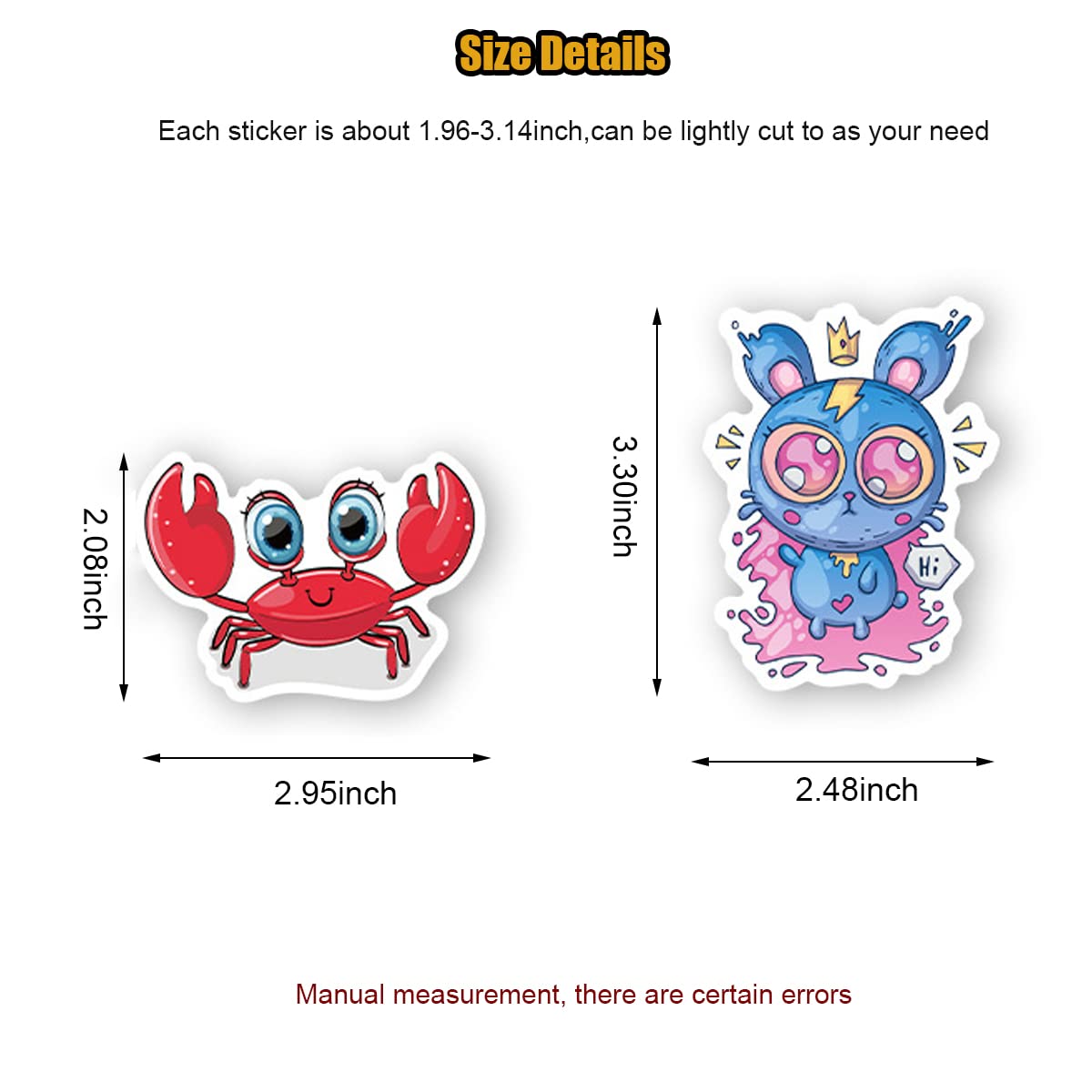 HASTHIP Skin Stickers for Scrapbook Journal Cute Cartoon Stickers for Laptop Compute, Water Bottle,Travel Case, Waterproof Tape Sticker Wall Stickers for Boys Girls