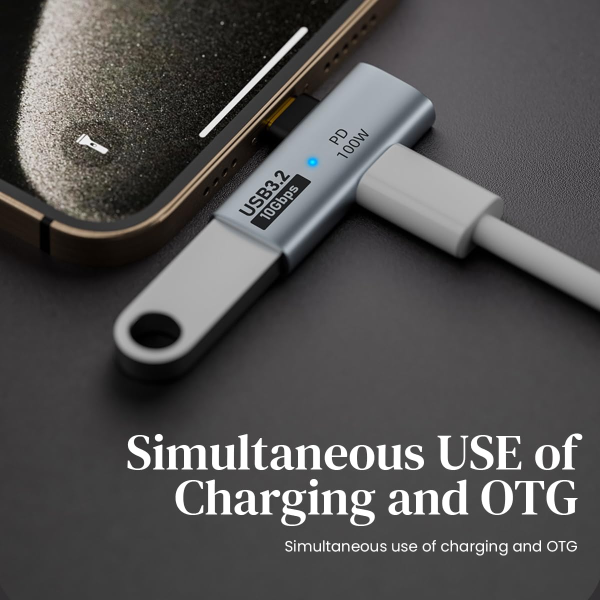 ZORBES 2-in-1 USB C to USB 3.1 Adapter with 100W Charging Port, Thunderbolt 4/3 OTG Converter for Meta Quest 2, iPhone 15, MacBook, iMac, iPad and More