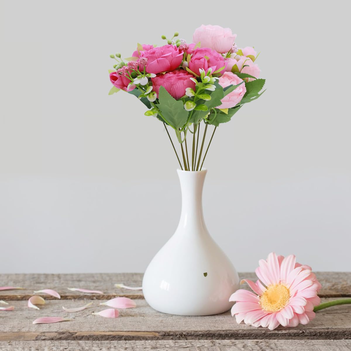 HASTHIP 2 Bundles Silk Artificial Peonies Flowers Faux Peony Bouquet Fake Peonies Artificial Flowers Bouquets for Floral Arrangements Wedding Home Table Decoration, Style A