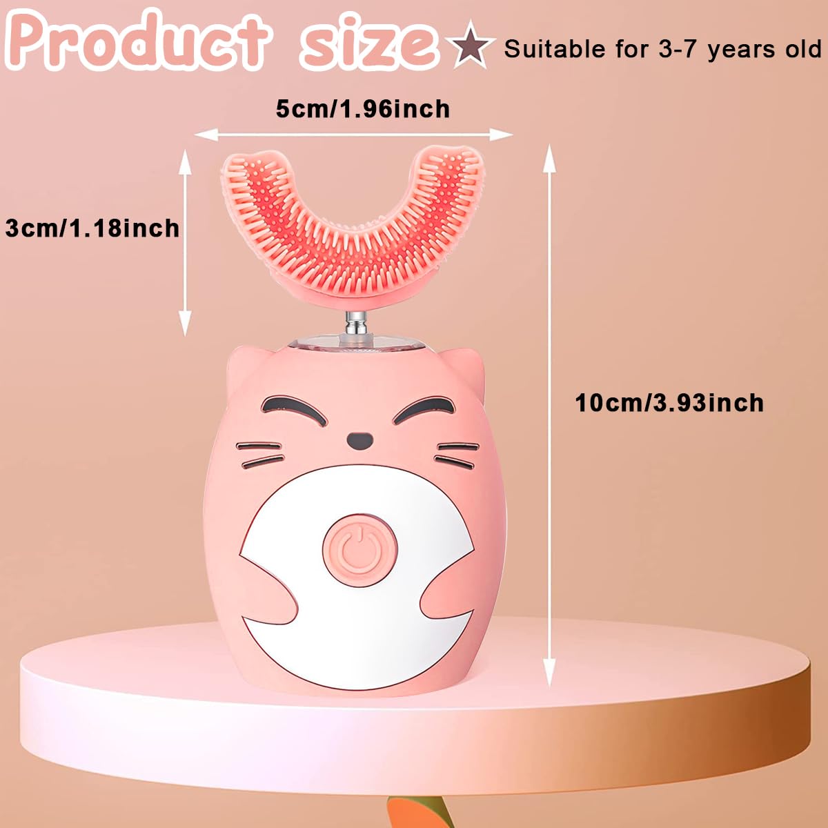HANNEA Toothbrush For Kids, Electric U Shaped Ultrasonic Brush Tooth, Chargeable automatic Tooth Brush With 3 Cleaning Modes IPX7 Waterproof USB Rechargeable Toothbrush (Ages 3-7)
