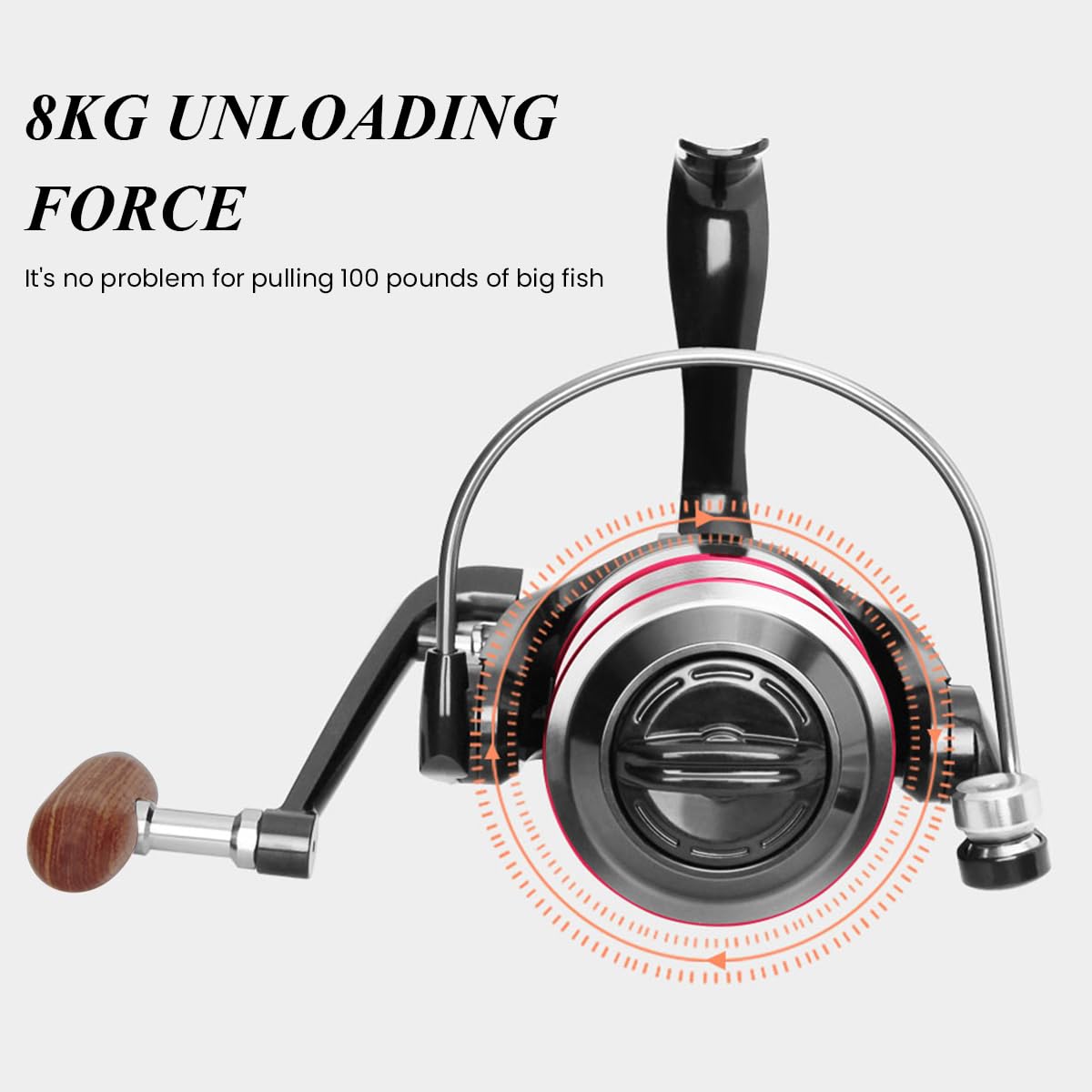 Proberos Fishing Reel HB6000 Heavy Duty Metal Fishing Reel Smooth 11BB Left/Right Interchangeable Metal Shaft Handle Smooth 11BB 5.2: 1 Gear Ratio