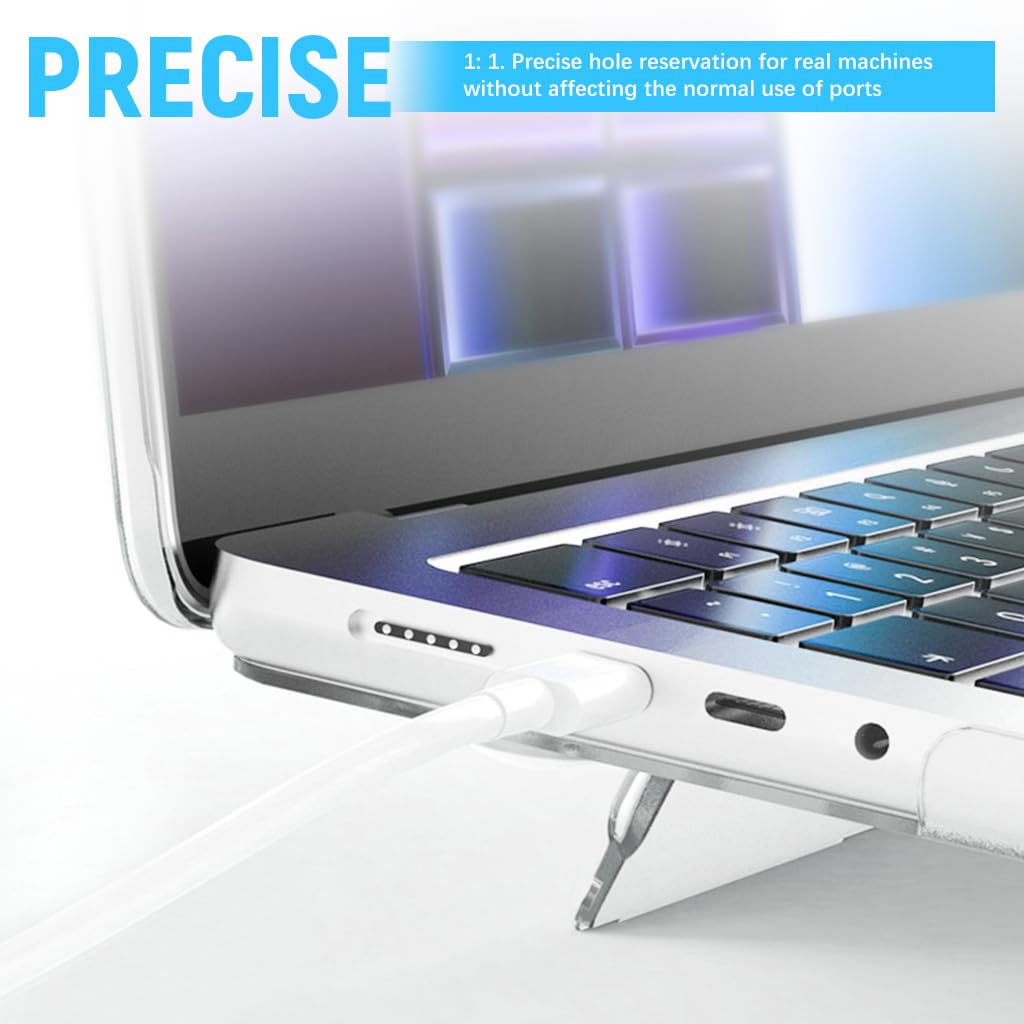 ZORBES Laptop Case for MacBook Pro 14.2 inch Sleek Transparent 2 in 1 Laptop Case with Intergrated Folding Rising Stand Universal Laptop Case for MacBook Pro 14.2 Inch A2992 A2918 A2779 A2442