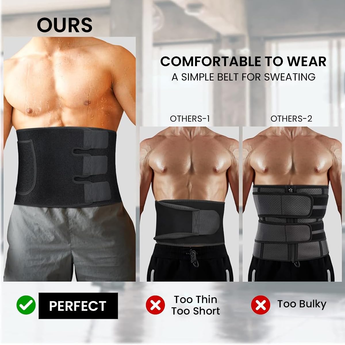 Proberos Fitness Compression Waist Band Latex-free Neoprene Waist Trimmer Unisex Adjustable Waist Support Wrap with Phone Pocket Waist Trainer for Running, Weightlifting, Lumbar Support