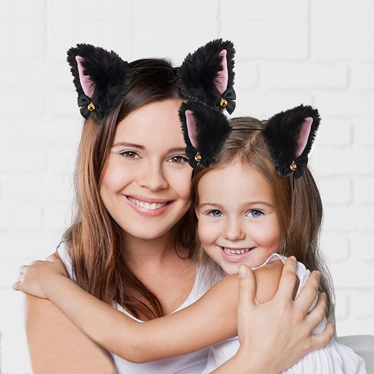 PALAY Cat Ears Headband for Women Girls - Furry Fox Ears Hair Band, Lace Neck Choker & Fur Tail Set, Bow Bells Headwear Hair Hoop Anime Cosplay Costumes for Halloween Party