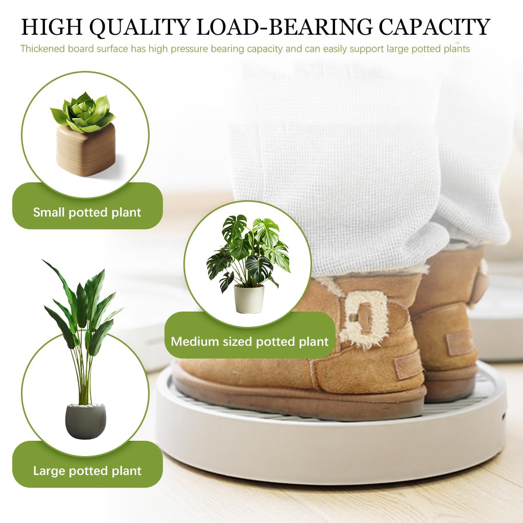 HASTHIP Flower Pot Caddy Plant Dolly for Planter Pots 12 Inches Plant Pot Caddy On Wheel Multifunctional Plant Pot Caddy with Drainage Tray 360° Moving Plant Pot Stand
