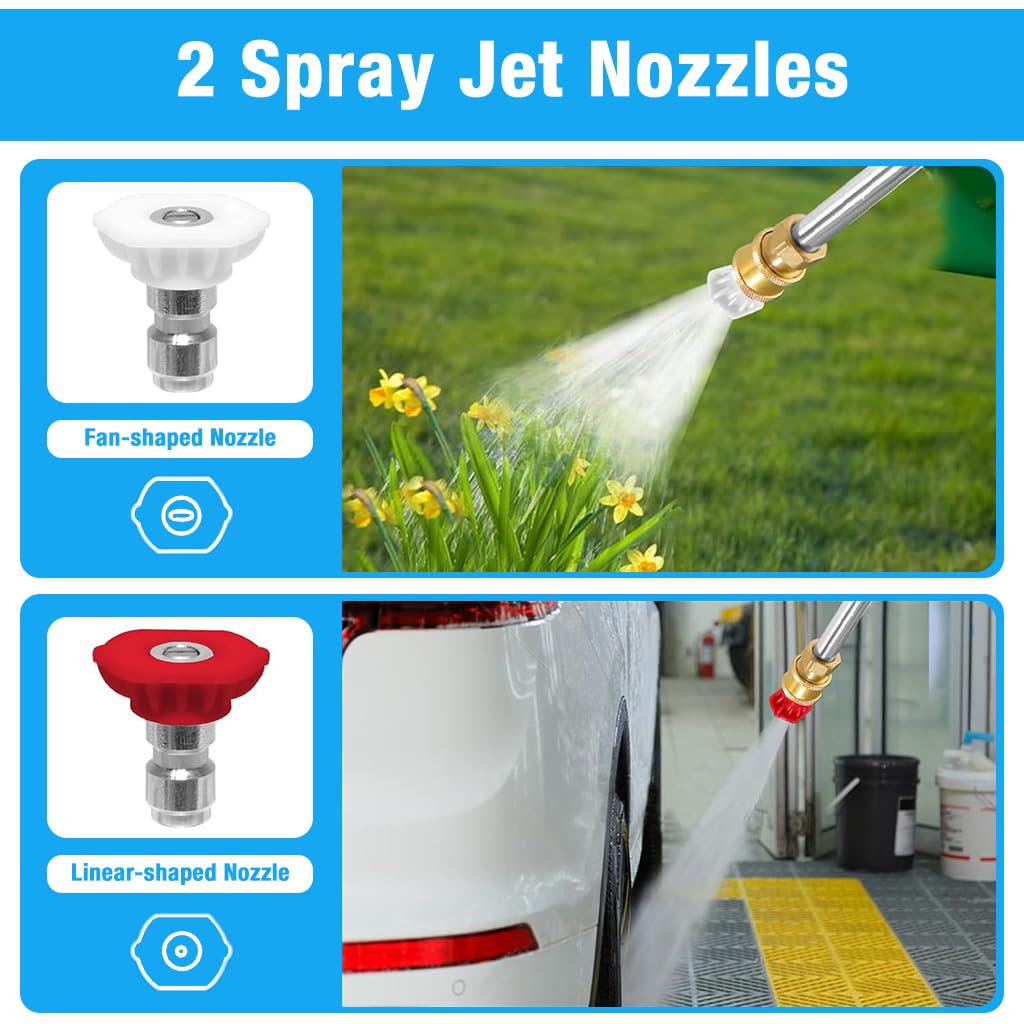 HASTHIP 17.3 inches Water Sprayer Gun High-Pressure Water Sprayer Nozzle with 2 Switchable Sprayer Nozzle Aluminum Alloy Universal Water Sprayer Nozzle for Gardening, Car Washing