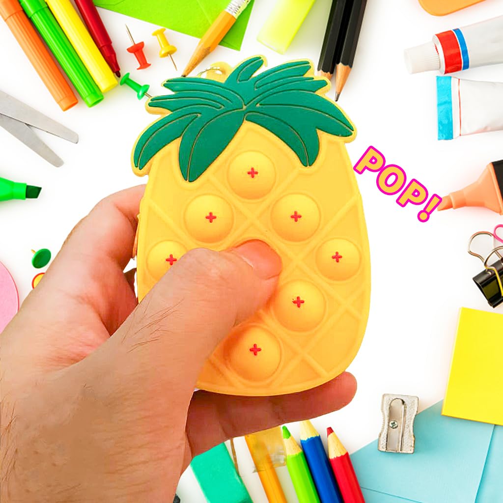 SANNIDHI Pineapple Coin Pouch Keychain Cute Silicone Zipper Coin Bag Small Key Chain Coin Purse Pouch Handbag Backpack Charms
