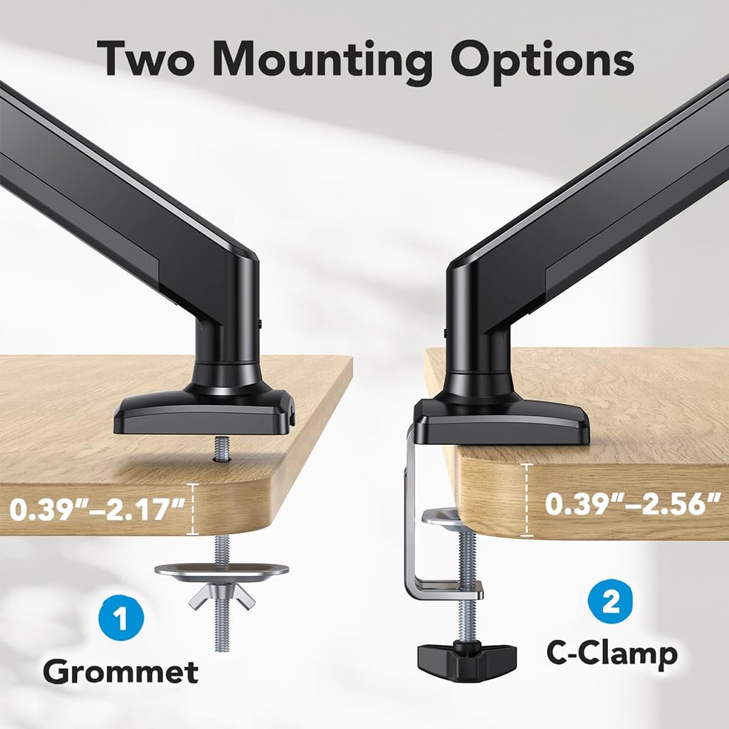 Verilux Desk Monitor Mount Aluminum Alloy Monitor Arm Desk Mount with Flexible Arm 360° Rotatable Monitor Screen Mount Screw-Mount Single Monitor Mount for 1332 Screens up to 22 lbs