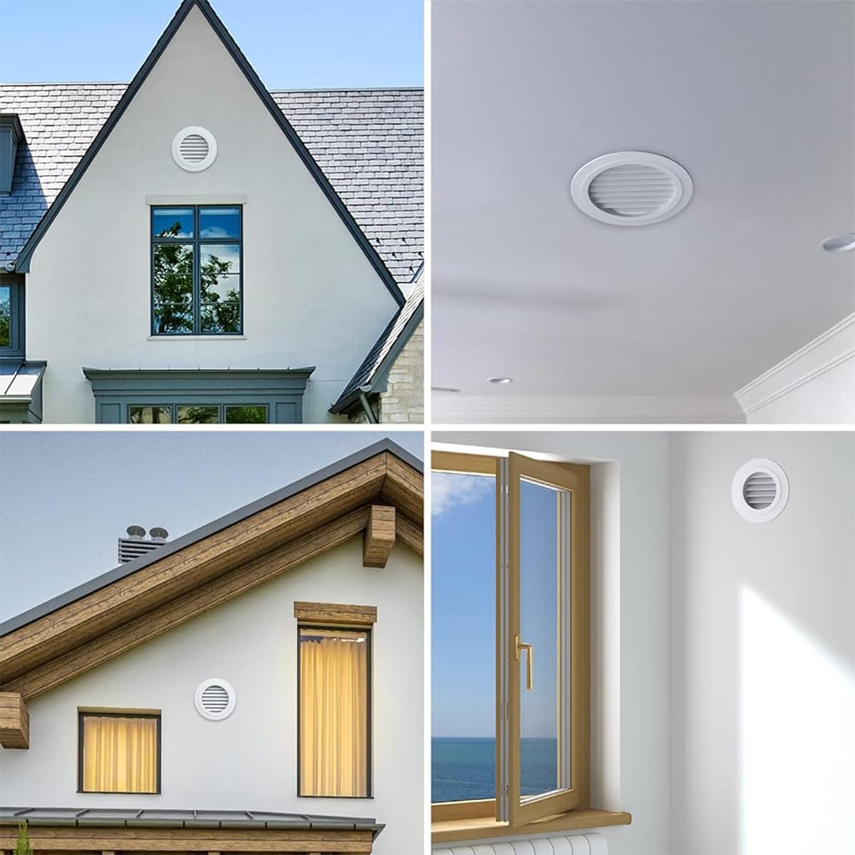 HASTHIP 6'' Air Vent Exhaust Ceiling Vent Air Vent False Ceiling Diffuser Bathroom Ceiling Air Exhaust ABS Round Air Vent Cover Grill for Room, Office