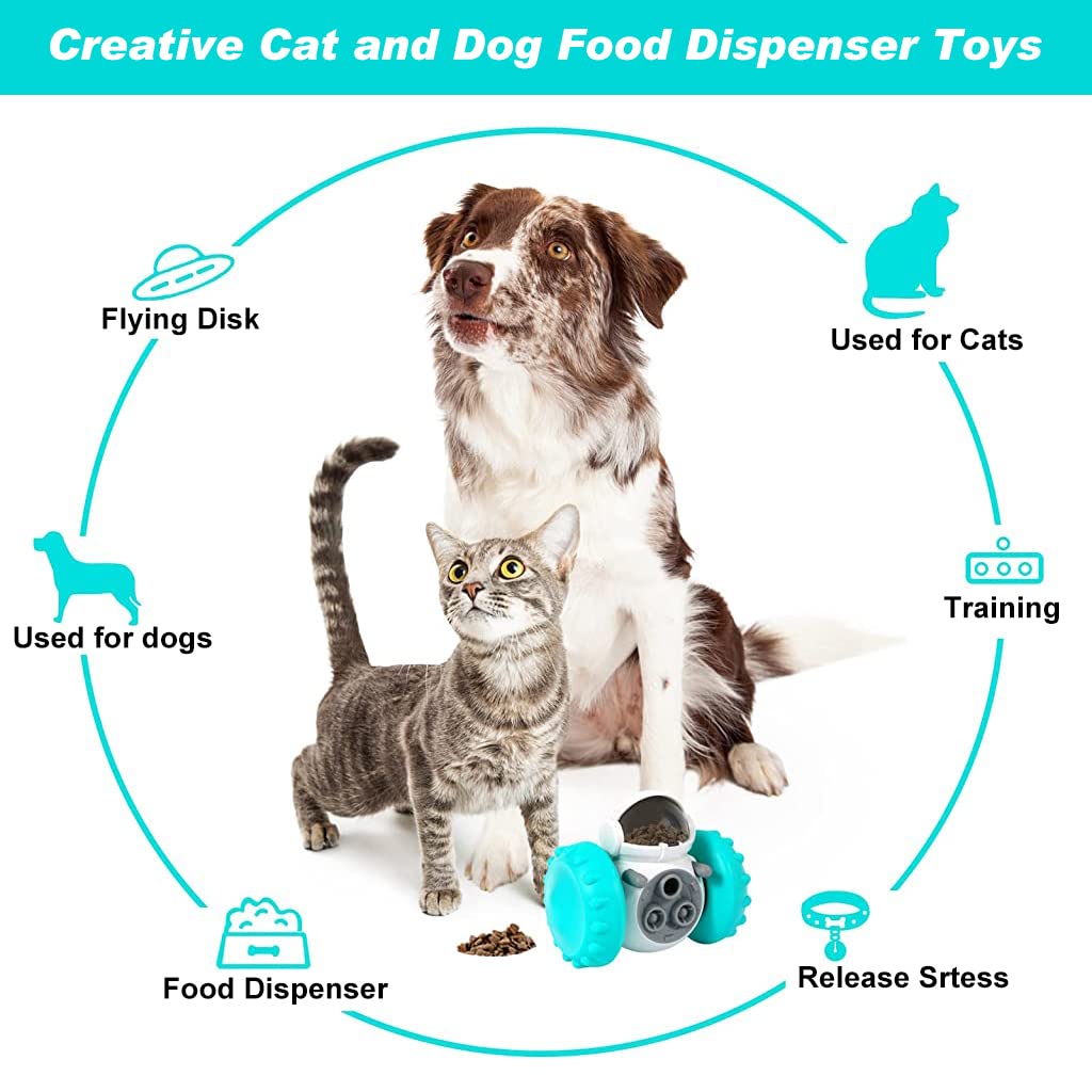 Qpets Interactive Dog Toys Tumbler Food Dispenser for Dog Cat Toy Tumbler Self-Swing Food Dispenser Toy for Dog Cat Slow Feeder Toy for Dogs Cats Dog Puzzle Toys