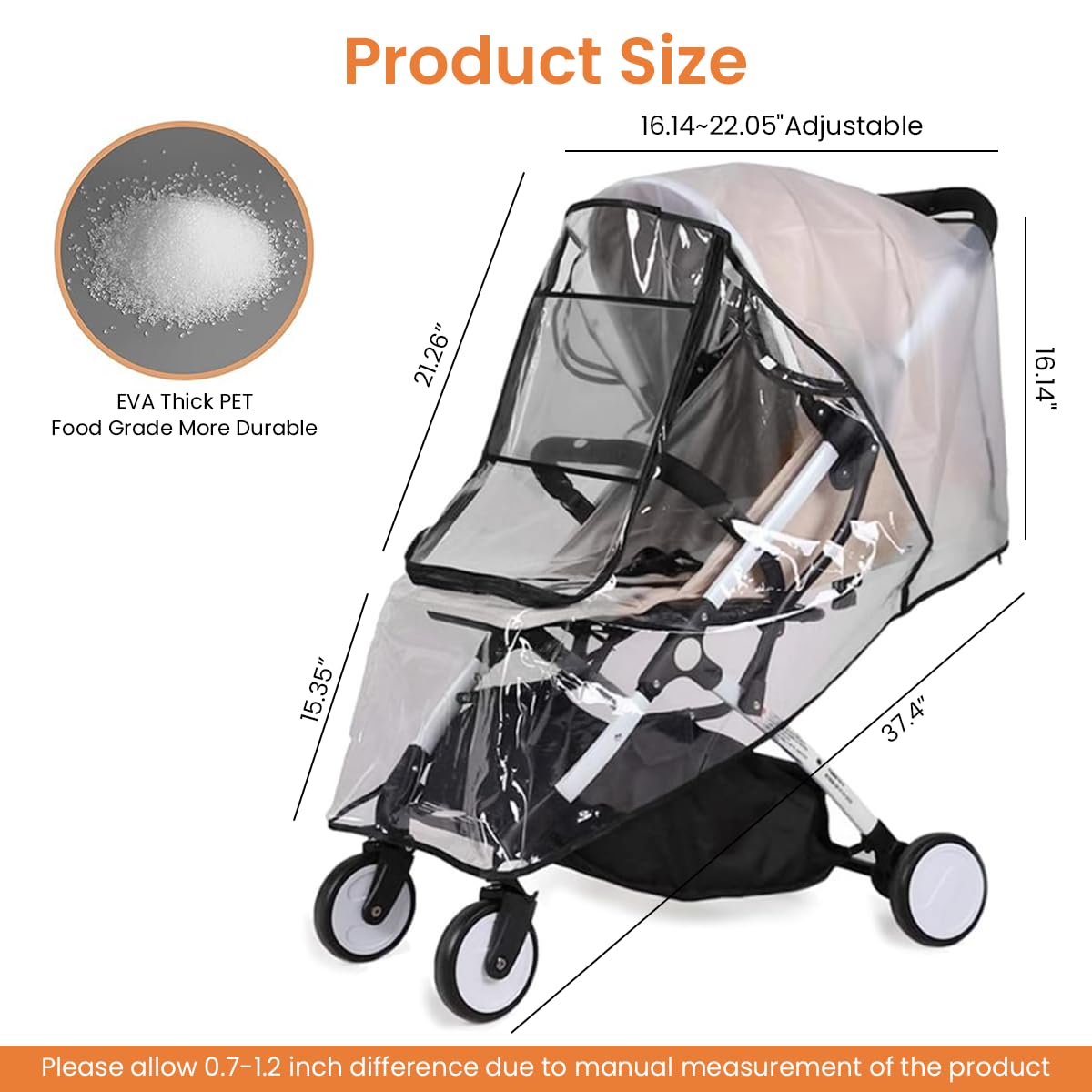 SNOWIE SOFT Baby Stroller Rain Cover Universal Waterproof Windproof Rainproof Stroller Cover for Winter with Open Window, Baby Stroller Cover Protect from Sun Dust Snow, EVA Stroller Accessories