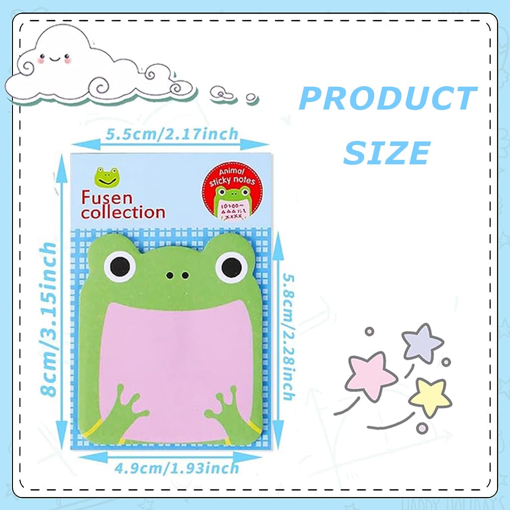 HASTHIP 24 Pack Sticky Notes, Cute Sticky Notes, 8 Cartoon Patterns Sticky Notes Set for Party Bags Animal Designs Party Bag Fillers for Kids, Sticky Notes Pad for Students, Office Staffs