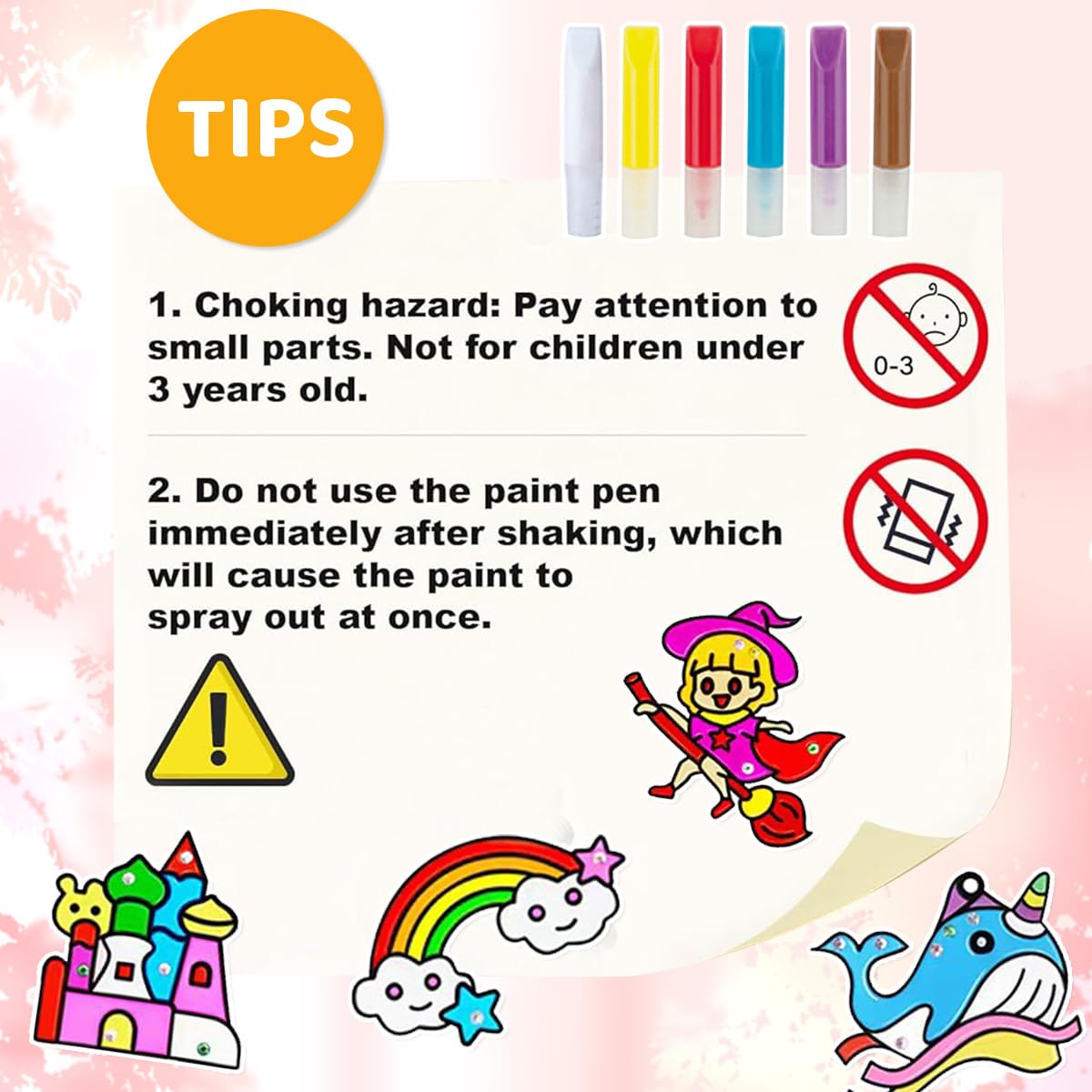 PATPAT DIY Suncatcher Painting Craft Kit Set of 8Pcs DIY Cartoon Suncatcher Painting Accessories Vinyl Drawing Kit DIY Key Charms Accessories Kit Children's Day Gift for Kids Age 6+
