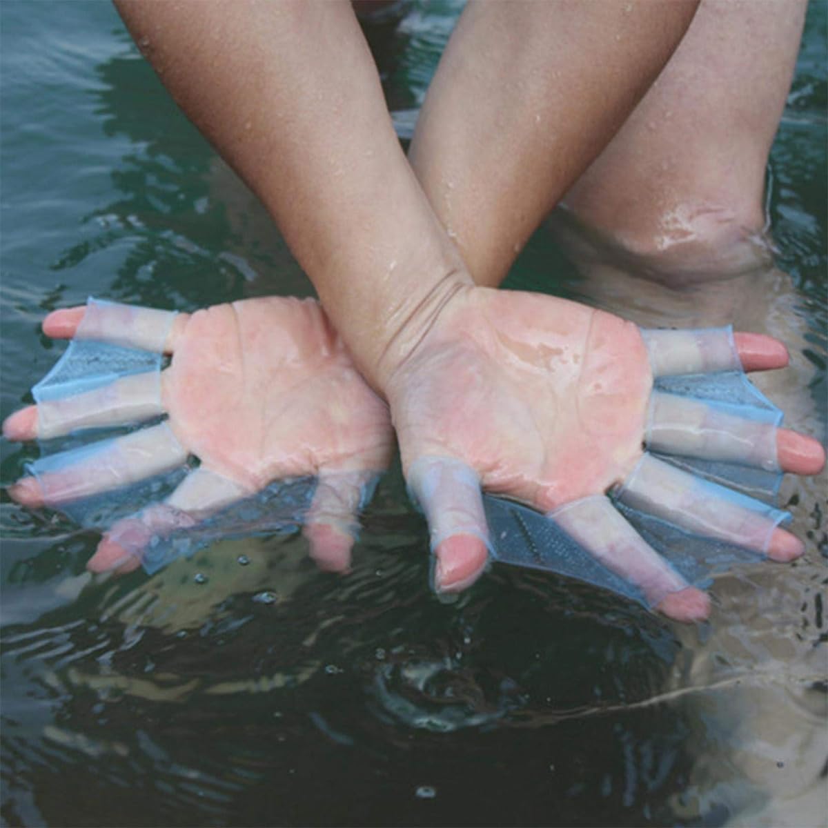 Proberos Hand Webbed Paddle Gloves Finger Wear Swimming Gloves Snorkeling Silicone Adult Swimming Webbed Gloves