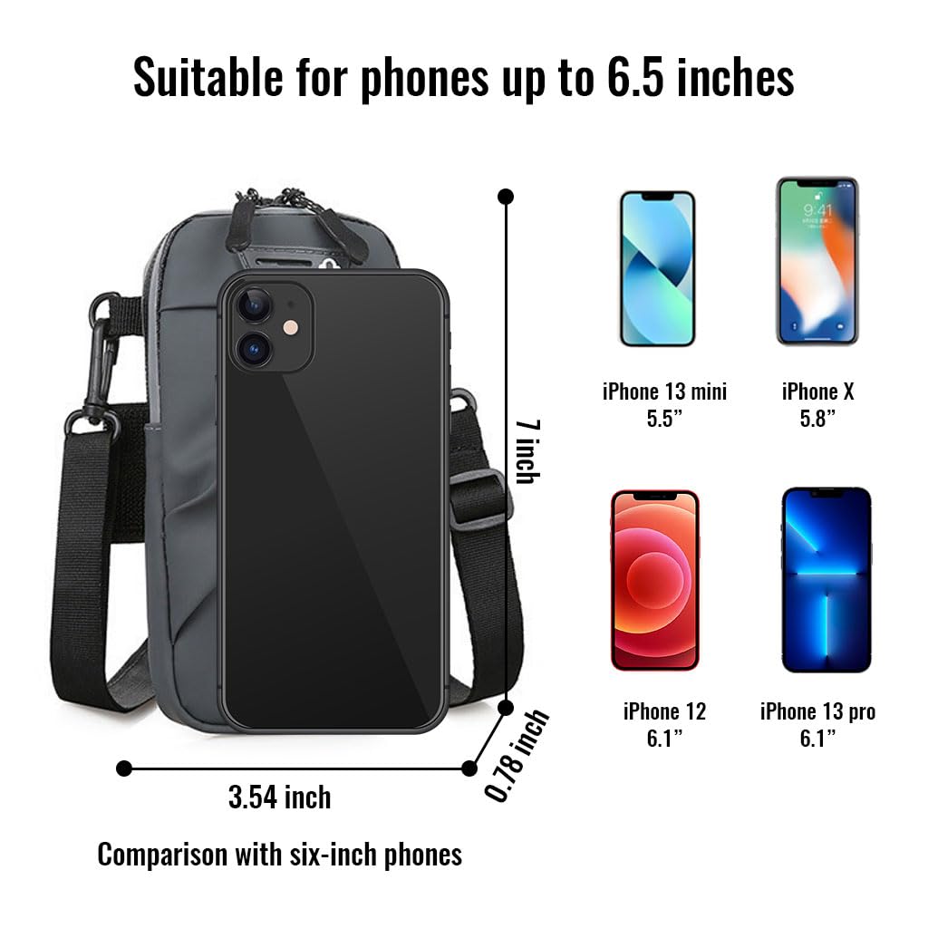 Optifit Armband for Mobile Phone Running with Detachable Strap, Waterproof Sling Bag, Arm Band Reflective Phone Bag for iPhone 14, 13, Large capacity Mobile Band for Running for Within 7in 's Mobile