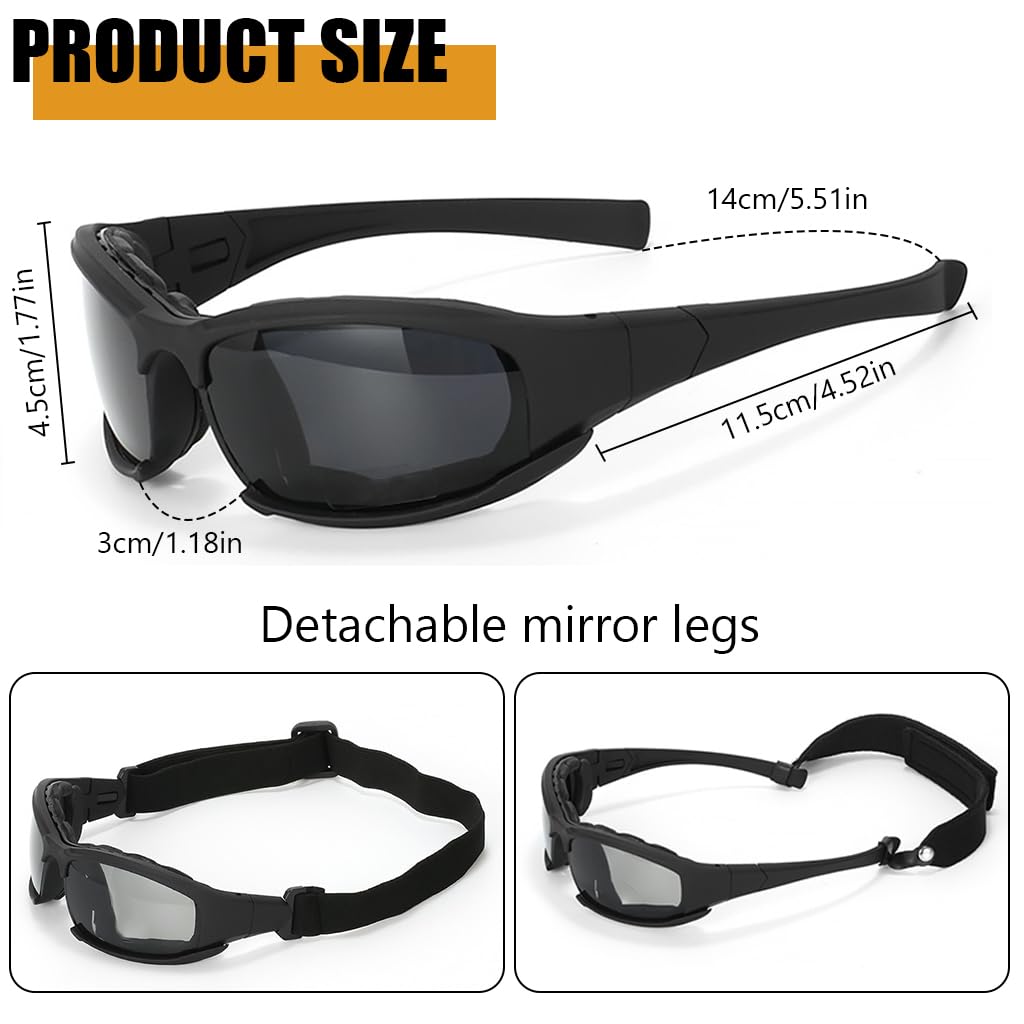 PALAY Outdoor Cycling Glasses HD UV400 Biking Goggles Unisex-Adult Sport Goggles Motorcycle Riding Goggles With 3 Lens & Wearing Strap, Storage Bag