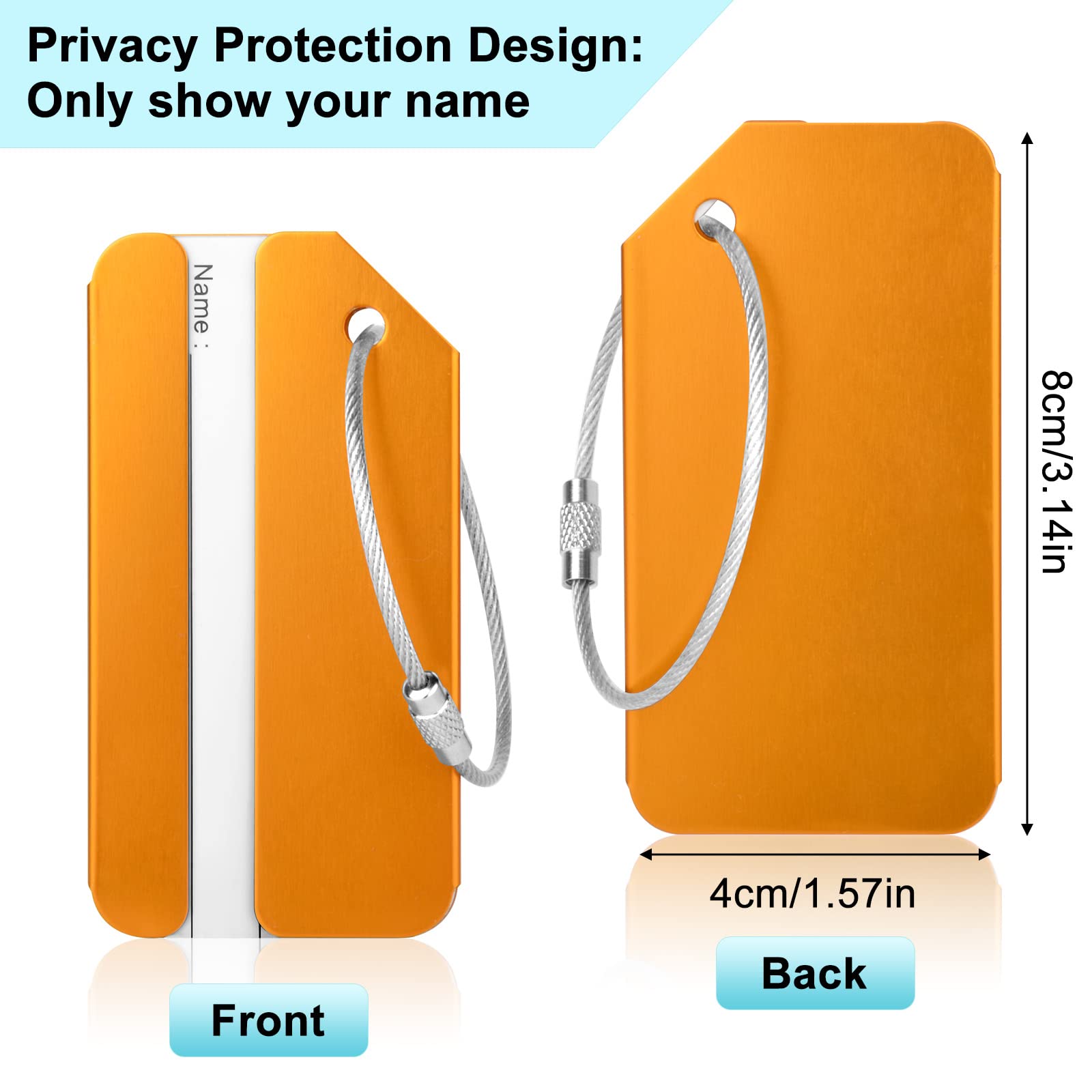 PALAY 6 Pcs Luggage Tags Aluminium Alloy Suitcase Tags Luggage Labels for Suitcases with Steel Loop 6 Colors Travel Tags for Baggage Identity ID Labels