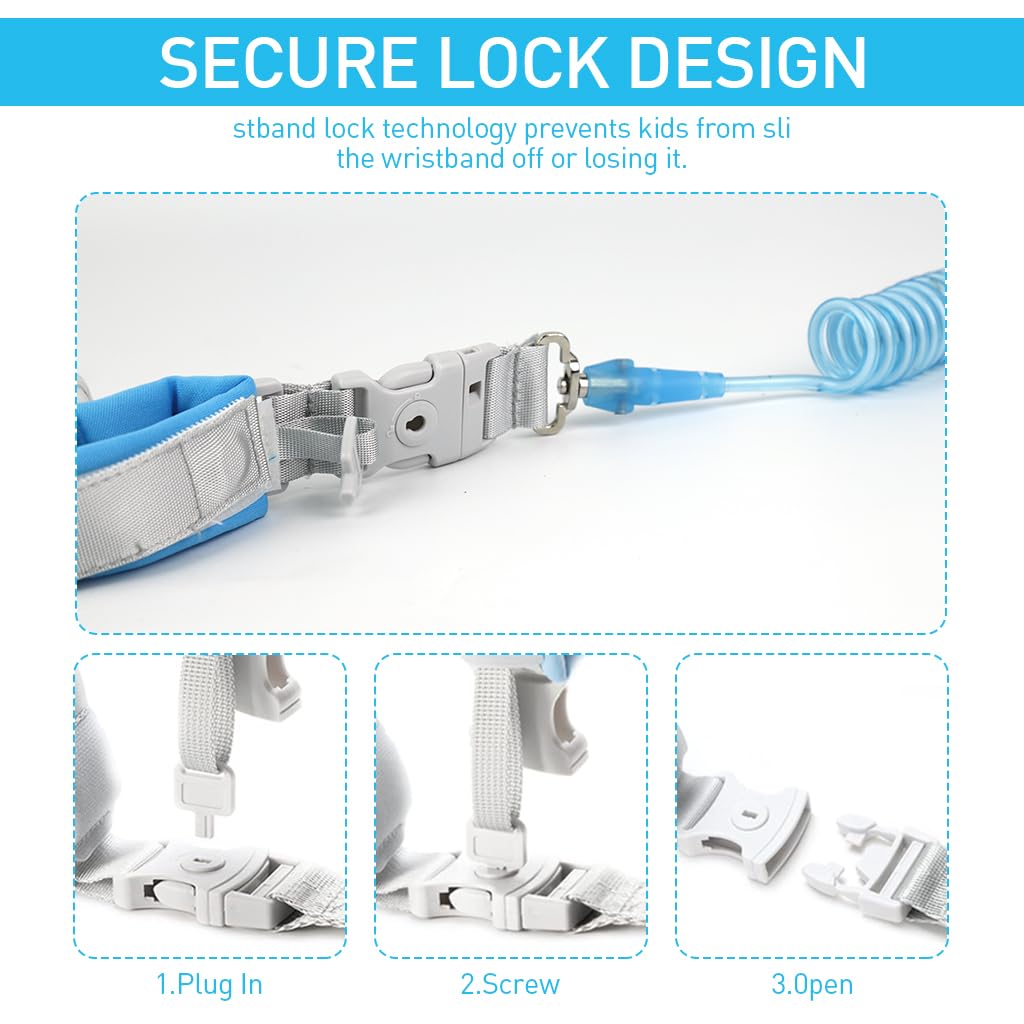 SNOWIE SOFT Anti-lost Wrist Link for Kids, Dual Wrist Link Safety Wrist Link 6.6ft Flexible Fluorescence Spring Coil Wirst Link with Magnetic  Lock, Multifunctional Kids Wrist Link with Whistle