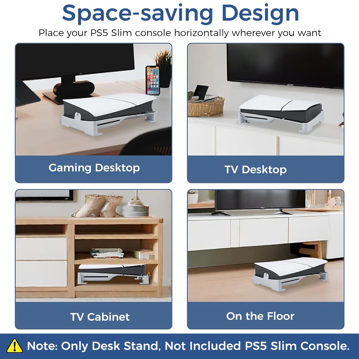 ZORBES Desk Stand for PS5 Slim Console, Horizontal Stand for PS5 Slim Console, Anti-Slip Base Stand Accessories for Playstation 5 Slim Digital & Ultra-HD Edition Console, No PS5 Slim Digital Console Included