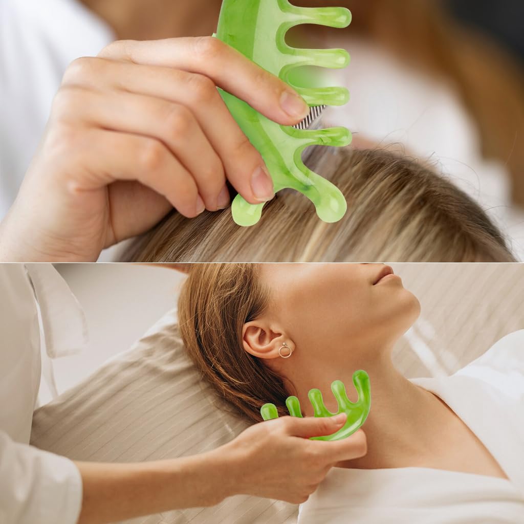 MAYCREATE 2pcs Massage Combs, Scalp Massager Guasha Comb, Handheld Head Massage Tool, Multi-Use Meridians Massager for Head Caring, Relaxation, Physical Therapy, Acupoint Treatment