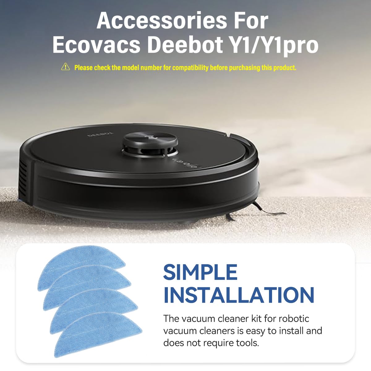 Verilux Replacement Mop Pads for Ecovacs Deebot Y1 pro Vacuum Cleaner Microfiber Mop Pads Water Abserbent Scrubbing Pads Cleaning Pads Universal Replacement Mop Pads
