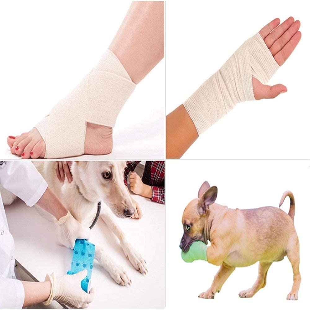 Qpets® 9 Pcs Crepe Bandage & Kinesiology Tape Set, Self Adhesive Elastic Cohesive Tape for Finger, Tattoo, Nail, Pet Injury, Physiotherapy, DIY, Crafts, Journaling & Wound Care Combo
