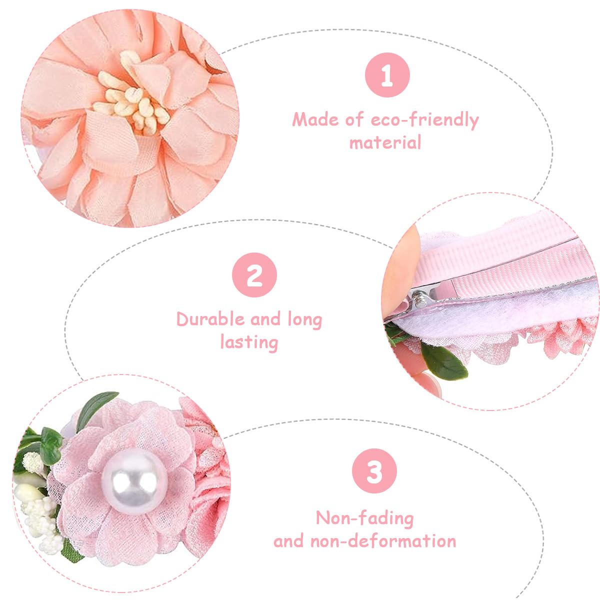 PALAY 3pcs Flower Hair Clips for Girls Pearl Hair Clips Bridal Hair Accessories Hair Barrettes Hair Accessories Hair Dressing for Flower Girls