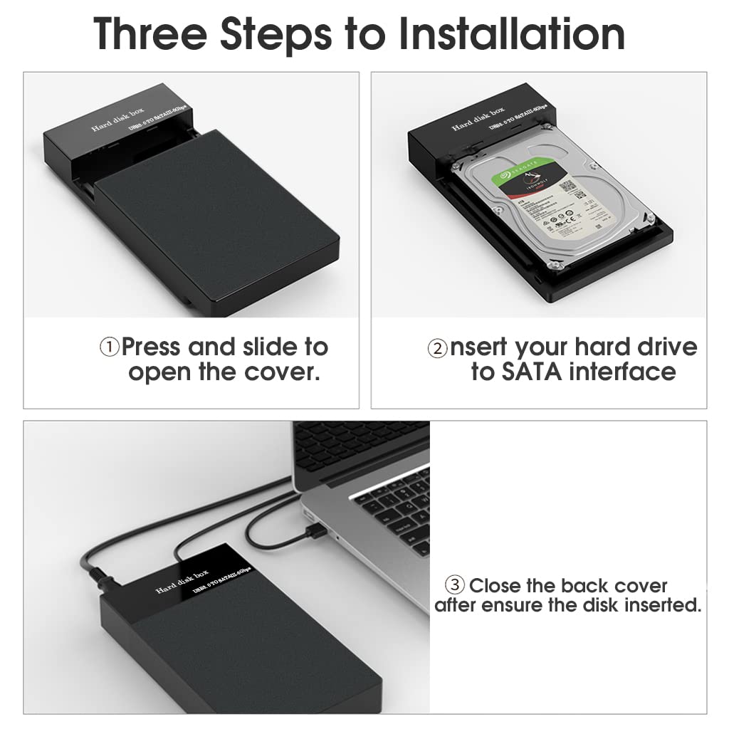 Verilux Hard Disk Case HDD SSD Enclosure SATA to USB 3.0 SSD Case M.2 SSD Enclosure HDD Case for 3.5 inch/2.5 inch Hard Drive Disk, HDD Enclosure for SATA I/II/III HDD SSD, Up to 10TB Support UASP