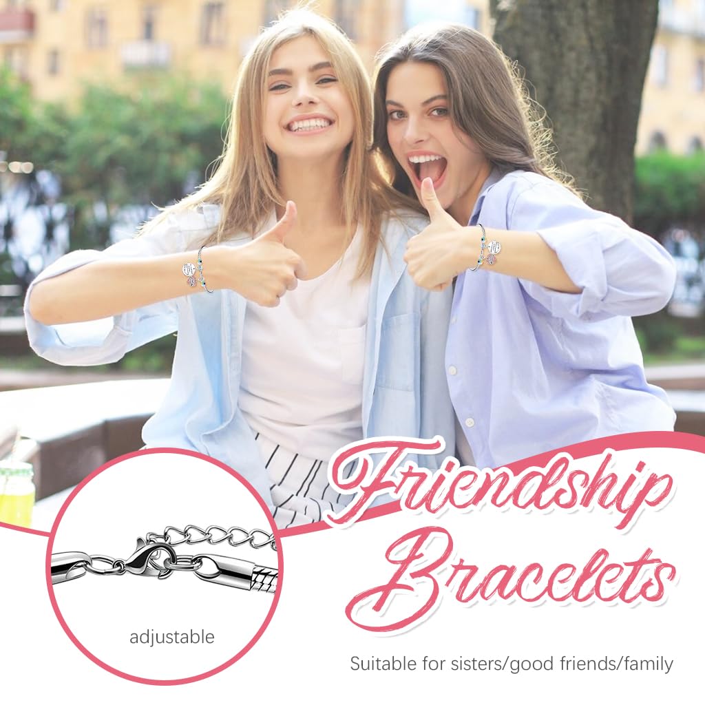 SANNIDHI 1 Pair Sisters Bracelet Friendship Bangles Stainless Steel Sisters Friendship Bangles Adjustable Sisters Bangle Raksha Bandhan Gift for Sisters BFF Friendship Bangle Jewelry Gift for Sisters