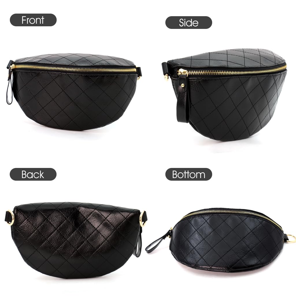 PALAY Sling Bag For Women PU Leather Crossbody Bag for Women with Chain Bag Wide Shoulder Strap Mobile Pouch for Women Daily, Black